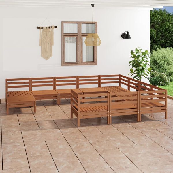 vidaXL 11-tlg. Garten-Lounge-Set Honigbraun Massivholz Kiefer