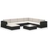 vidaXL 8-tlg. Garten-Lounge-Set mit Auflagen Poly Rattan Schwarz