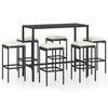 vidaXL 7-tlg. Gartenbar-Set mit Kissen Poly Rattan Schwarz