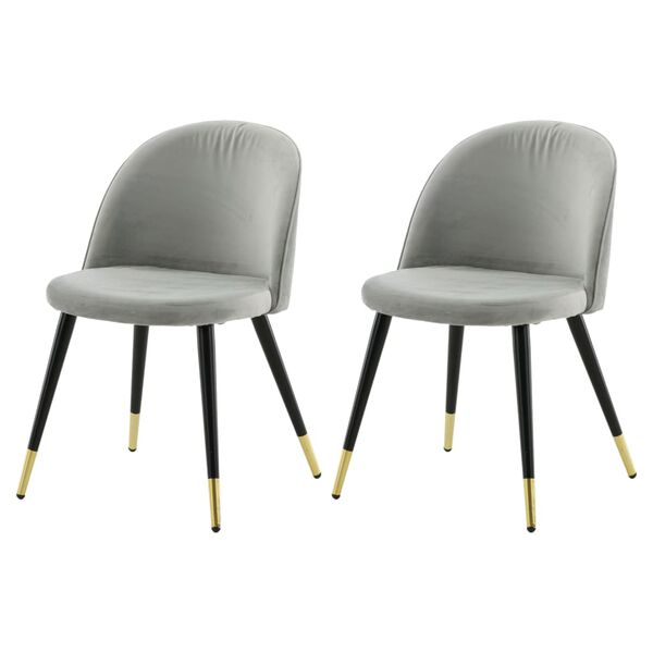 Venture Home Esszimmerst&uuml;hle 2 Stk. Velvet Samt Schwarz Messing Grau
