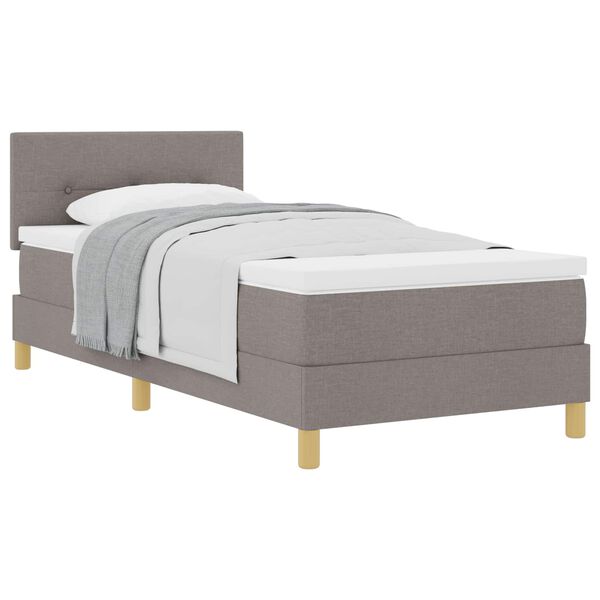 vidaXL Boxspringbett mit Matratze mit Kopfteil Taupe 90 x 200 cm Stoff