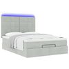 vidaXL Ottoman-Bett mit Matratzen & LEDs Hellgrau 140x190 cm Samt