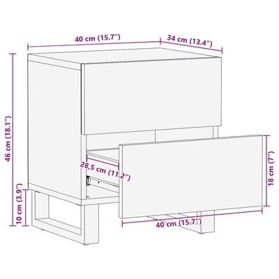 vidaXL Nachttisch 40x34x46 cm Altholz Massiv