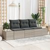 vidaXL Sofa Set mit Kissen 3 pcs Hellgrau Poly Rattan