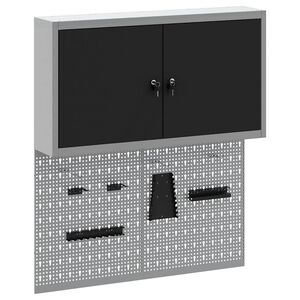 vidaXL Werkzeugschrank-Set 3 Stk. Schwarz Pulverbeschichteter Stahl