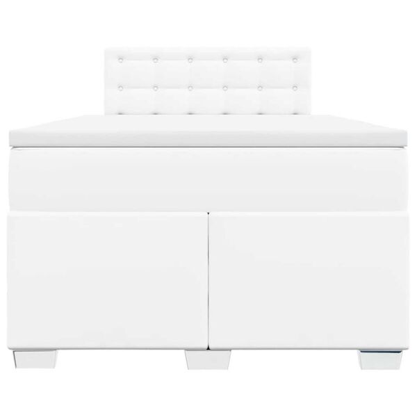 vidaXL Boxspringbett mit Matratze Wei&szlig; 120x190 cm Kunstleder