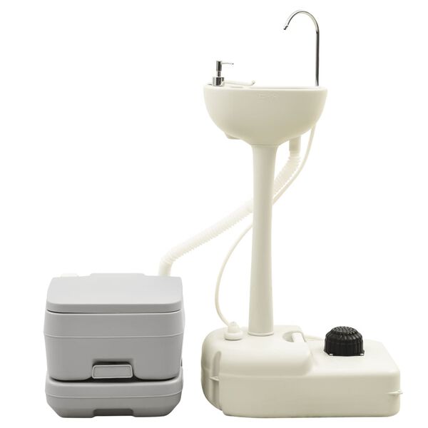 vidaXL Tragbare Campingtoilette mit Waschbecken und Wasserbeh&auml;lter