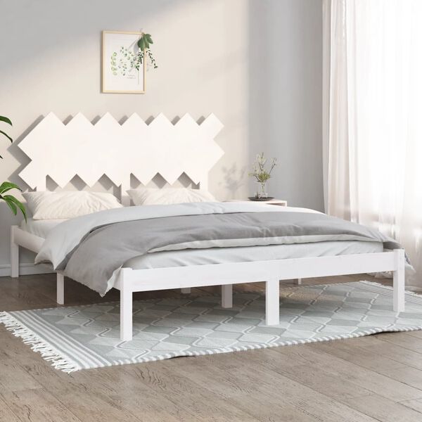 vidaXL Massivholzbett Wei&szlig; 150x200 cm