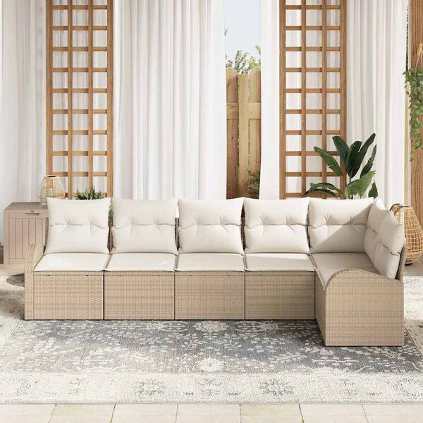 vidaXL Gartensofa-set Beige Poly-Rattan