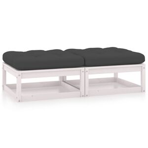 vidaXL Garten-Fu&szlig;hocker mit Kissen 2 Stk. Massivholz Kiefer