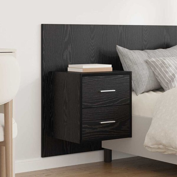 vidaXL Kopfteil mit Schrank 3 pcs Schwarz Eichen-Optik Holzwerkstoff