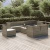 vidaXL 9-tlg. Garten-Lounge-Set mit Kissen Grau Poly Rattan