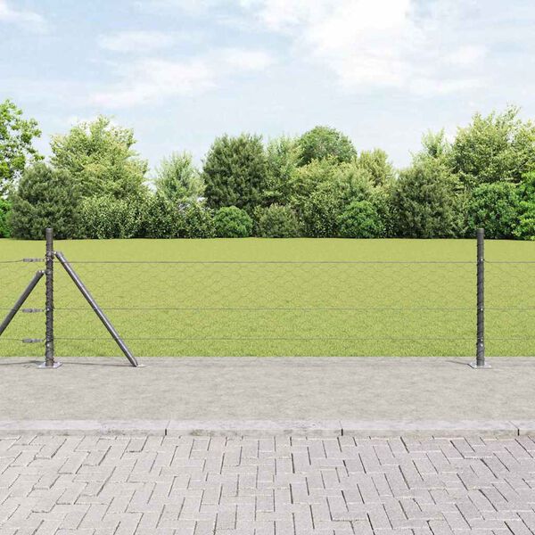 vidaXL Zaunpfosten Grau 50 x 0,4 m (50 mm Netz) Stahl und PVC