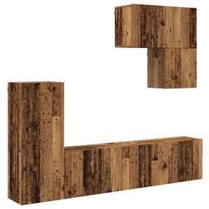 vidaXL TV-Wandm&ouml;bel Wandmontiert 5 pcs Altholz Holzwerkstoff
