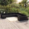 vidaXL 11-tlg. Garten-Lounge-Set mit Kissen Poly Rattan Schwarz