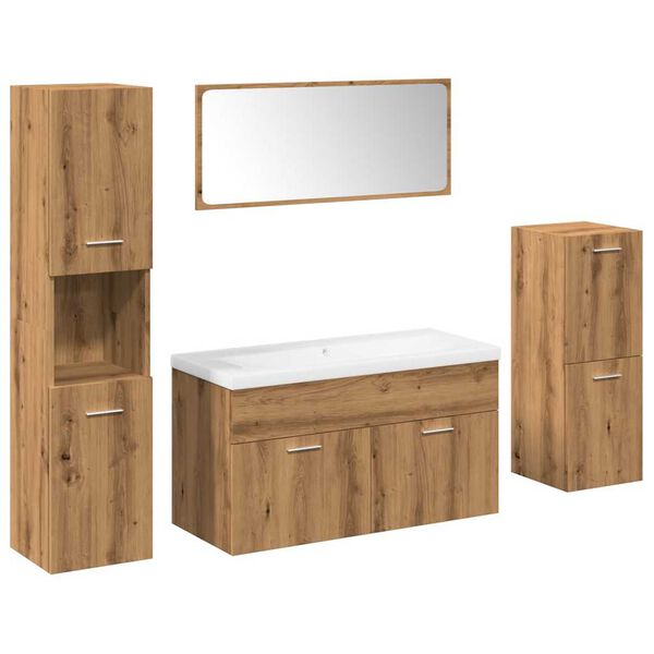 vidaXL 5-tlg. Badm&ouml;bel-Set Artisan-Eiche Holzwerkstoff