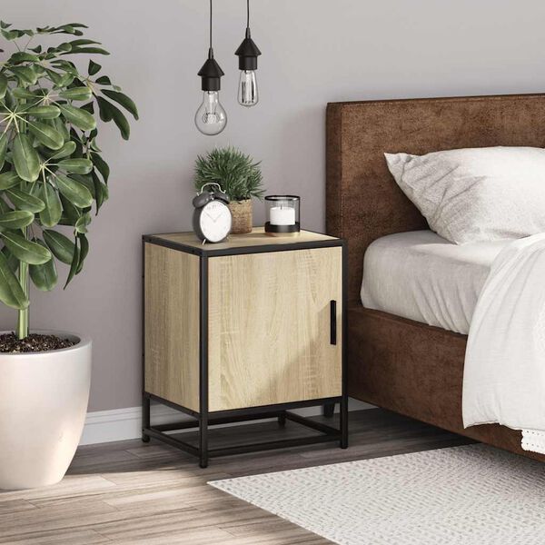 vidaXL Nachttisch Sonoma-Eiche 40x31x50 cm Holzwerkstoff und Metall