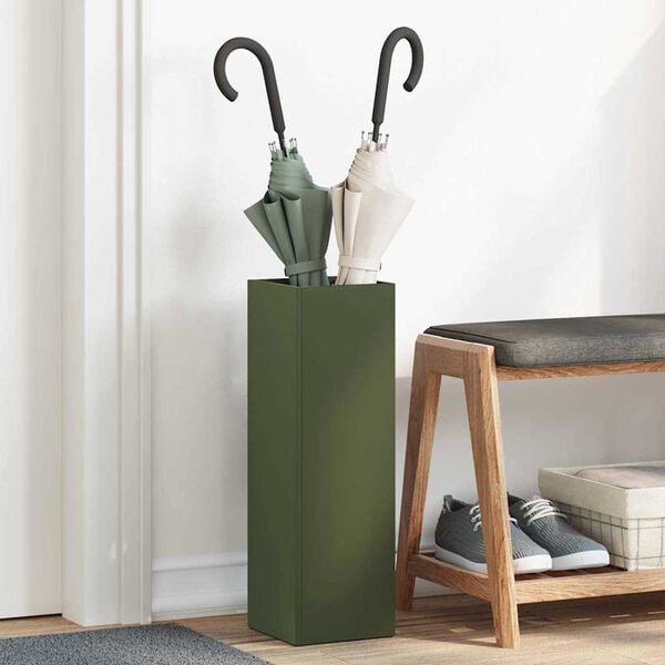 vidaXL Sonnenschirmhalter mit Speicher Oliv 15,5 x 15,5 x 49 cm Metall