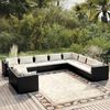 vidaXL 10-tlg. Garten-Lounge-Set mit Kissen Schwarz Poly Rattan