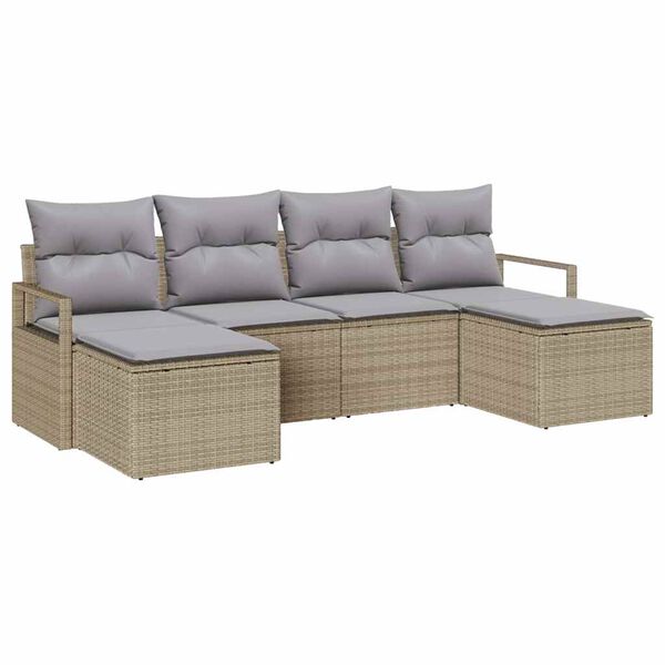 vidaXL Garten-Sofa-Set mit Kissen 6 pcs Beige und Hellgrau