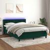 vidaXL Boxspringbett mit Matratze & LED Dunkelgr&uuml;n 140x200 cm Samt