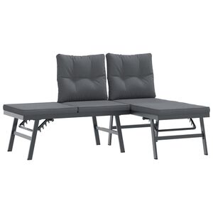 vidaXL Gartenb&auml;nke mit Kissen 2 Stk. Schwarz Pulverbeschichteter Stahl