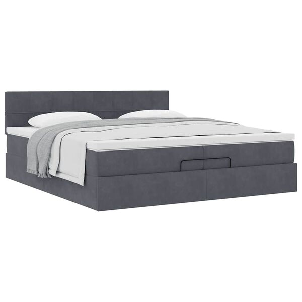 vidaXL Ottoman-Bett mit Matratze Dunkelgrau 200x200 cm Samt