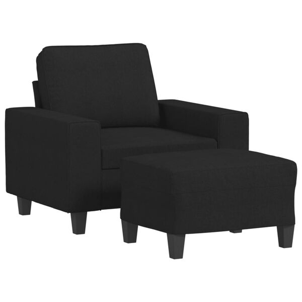 vidaXL Sessel mit Hocker Schwarz 60 cm Stoff
