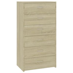 vidaXL Sideboard 6 Schubladen Sonoma-Eiche 50x34x96 cm Holzwerkstoff