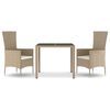 vidaXL 3-tlg. Garten-Essgruppe mit Kissen Beige Poly Rattan
