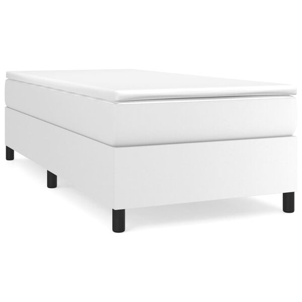 vidaXL Boxspringbett mit Matratze Wei&szlig; 80x200 cm Kunstleder