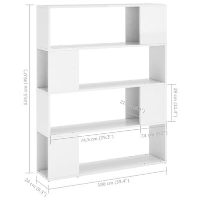 vidaXL Bücherregal Raumteiler Hochglanz-Weiß 100x24x124 cm