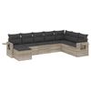 vidaXL 8-tlg. Garten-Sofagarnitur mit Kissen Hellgrau Poly Rattan