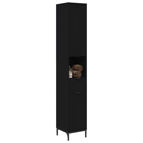 vidaXL Badezimmerschrank mit Schubladen Schwarz 31,5 x 33 x 190 cm