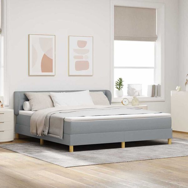 vidaXL Boxspringbett mit Matratze Hellgrau 180 x 200 cm Stoff