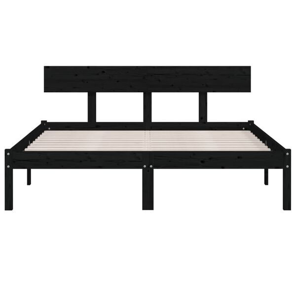 vidaXL Massivholzbett Schwarz Kiefer 150x200 cm