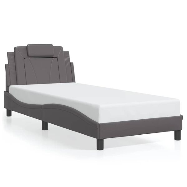 vidaXL Bettgestell "Viana" ohne Matratze Grau 90x190 cm Kunstleder