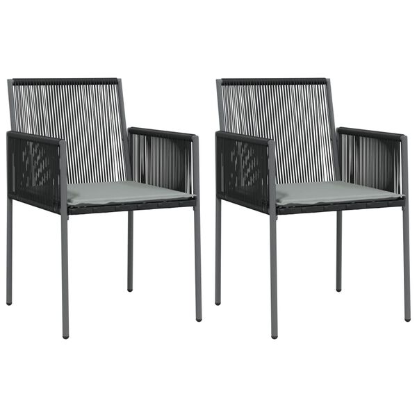 vidaXL Gartenst&uuml;hle mit Kissen 2 Stk. Schwarz 54x60,5x83,5 cm