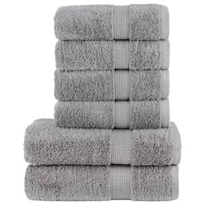 vidaXL 6 tlg. Premium-Handtuch-Set SOLUND Grau 600 g/m&sup2;