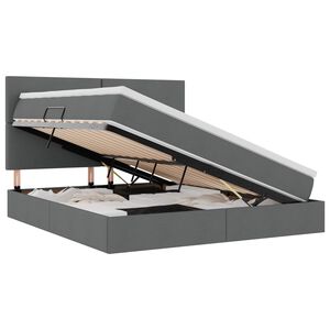 vidaXL LED-Speicherbett mit Matratze Dunkelgrau 180 x 200 cm Stoff