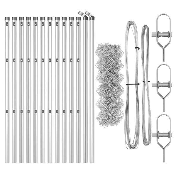 vidaXL Zaunpfosten Silber 25 x 0,4 m (60 x 60 mm Maschen) Stahl