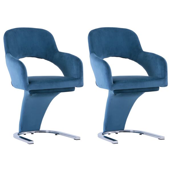 vidaXL Esszimmerst&uuml;hle 2 Stk. Blau Samt