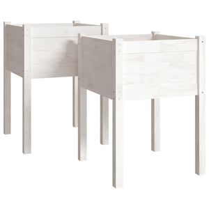 vidaXL Pflanzk&uuml;bel 2 Stk. Wei&szlig; 50x50x70 cm Massivholz Kiefer
