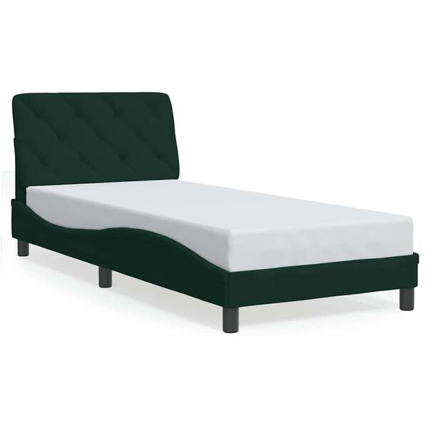 vidaXL Bettgestell ohne Matratze Dunkelgr&uuml;n 90x200 cm Samt