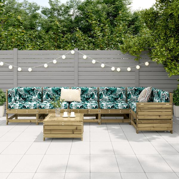 vidaXL 7-tlg. Garten-Sofagarnitur Kiefernholz Impr&auml;gniert