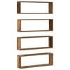 vidaXL Wandregal mit Regal 4 pcs Altholz 80 x 15 x 26 cm Holzwerkstoff