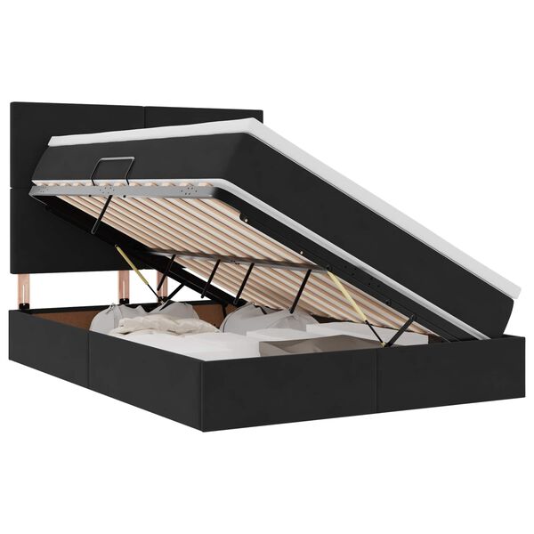 vidaXL Bett mit Stauraum und LED mit LED Schwarz 140 x 190 cm Samt