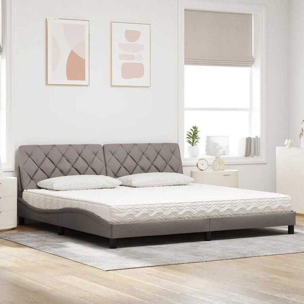 vidaXL Bett mit Matratze Taupe 200x200 cm Stoff