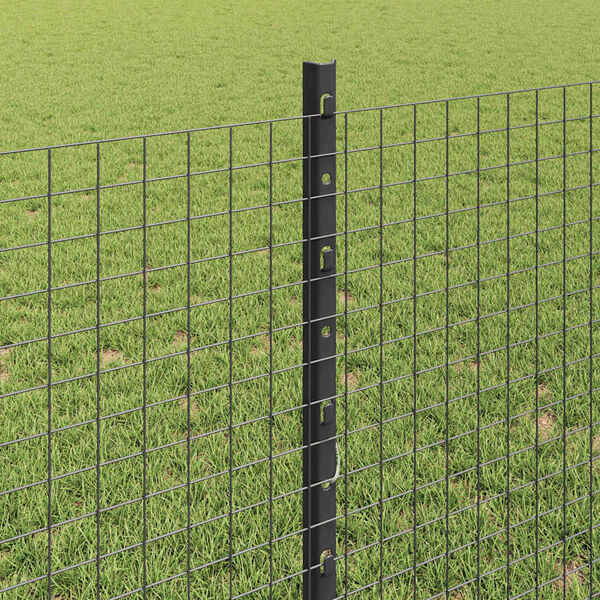 vidaXL Zaun mit Pfosten Grau 0,8 x 10 m Stahl und PVC