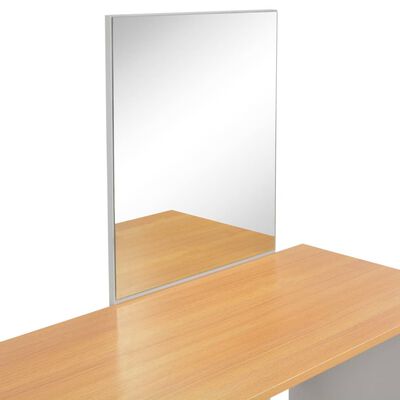 vidaXL Schminktisch mit Spiegel und Hocker Grau 104x45x131 cm